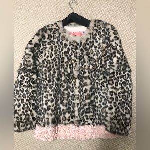 Manoush rabbit fur jacket leopard print
